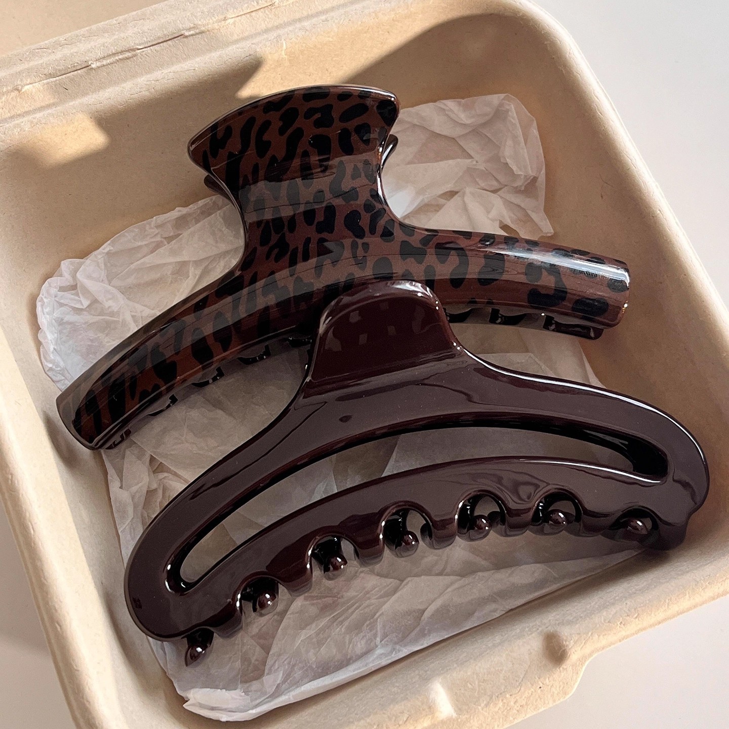 2 pièces Vintage imprimé léopa - Hair Clip Claw Large avis et prix